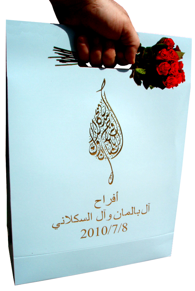 300gsm Art Paper + 4 Colour Photographic Print + Glossy Lamination + Logo Embossing + Gold Foil Stamp + Punched Handle